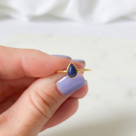 Sodalite tear drop ring 925 SS ( Gold plated ) - Picture 7 of 7
